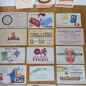 18 piezas de publicidad relacionada con la comida francesa de mediados de siglo en perfecto estado
