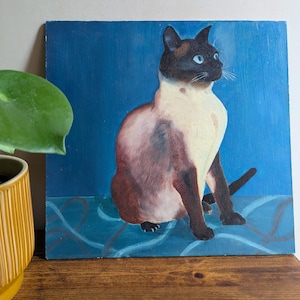 Peinture originale d'un chat par un artiste inconnu