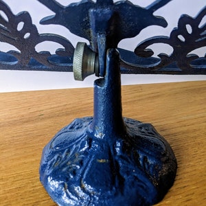 Vintage kitchen blue painted cast iron cook book stand image 4