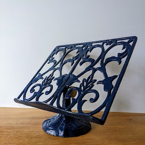 Vintage kitchen blue painted cast iron cook book stand image 1