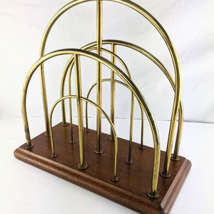 Beautiful Art Deco brass and oak magazine rack
