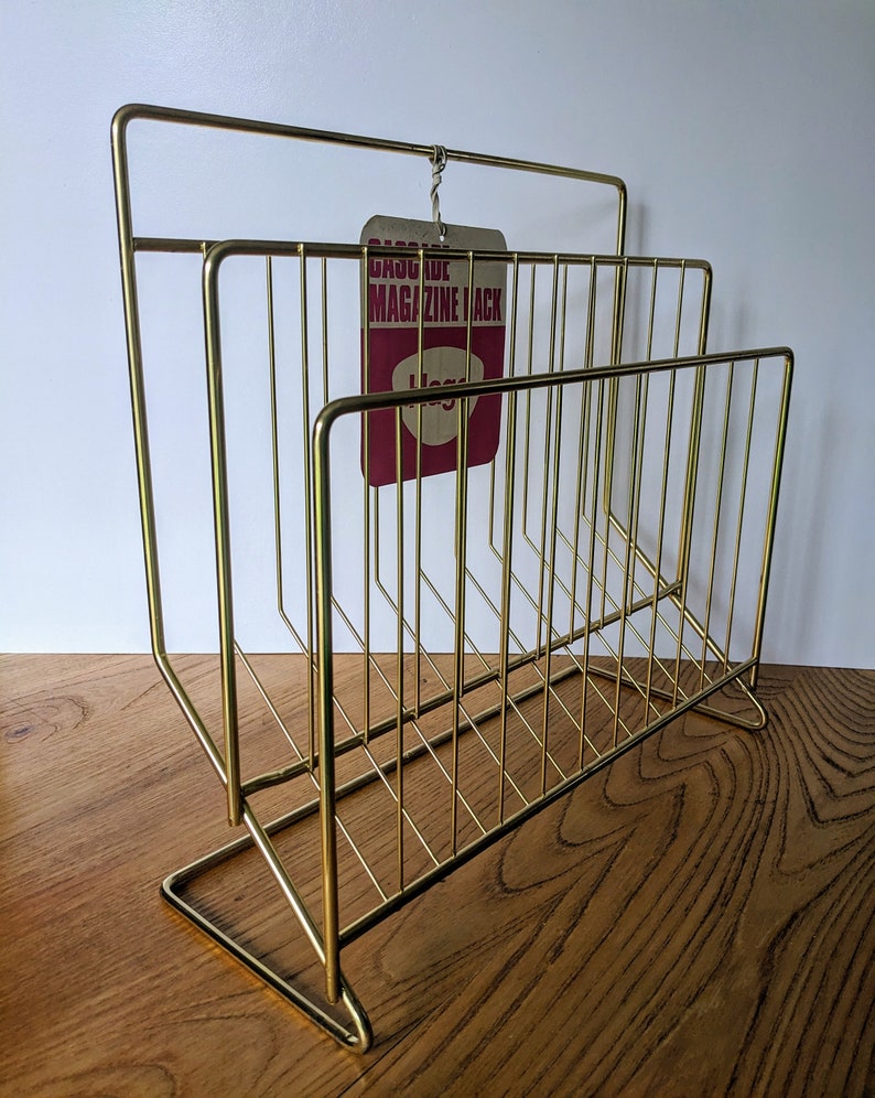 Vintage Hago 'Cascade Magazine Racks', new deadstock gold tone magazine or record racks, 5 available image 2