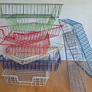 12 Vintage wire desk storage trays, as set or individually
