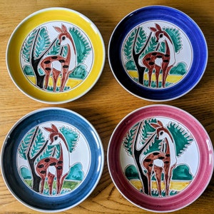 Set of four Arvid Furuheim collectable studio deer plates, hand-painted Made in Norway