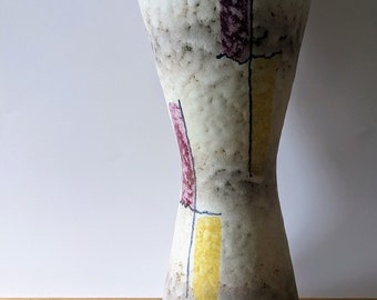 Midcentury West German 1950s white, yellow and red vase