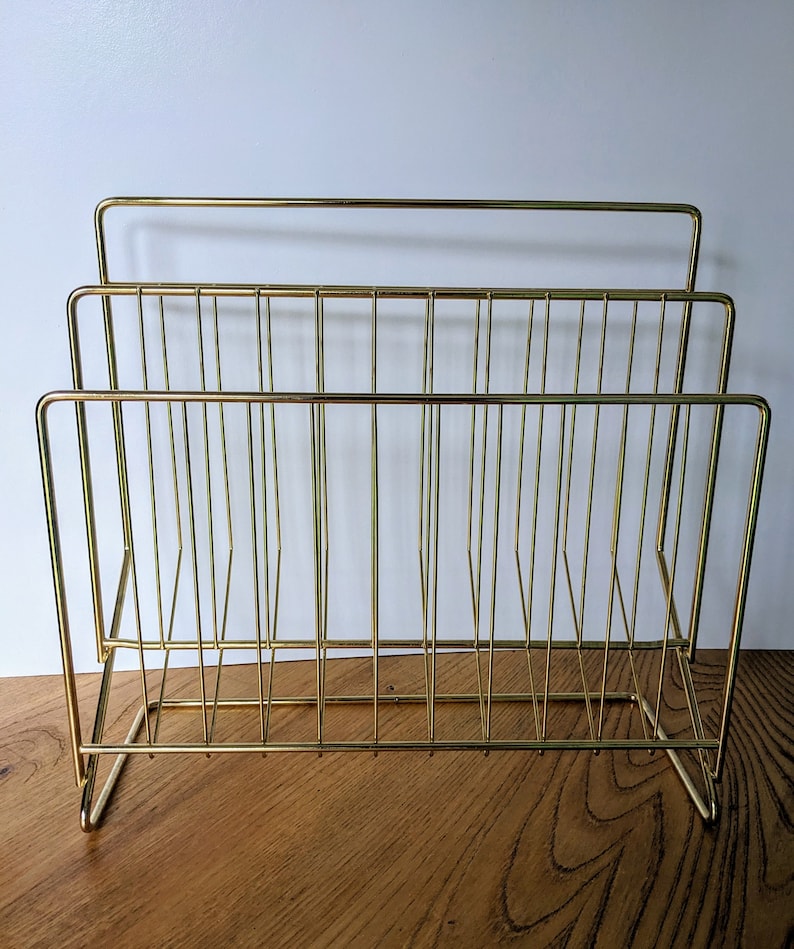 Vintage Hago 'Cascade Magazine Racks', new deadstock gold tone magazine or record racks, 5 available image 3