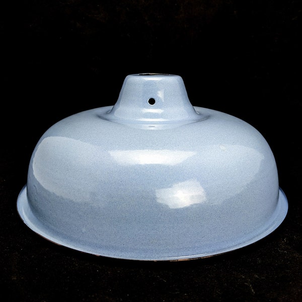 Vintage pale blue industrial metal pendant light shade