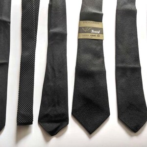 Black vintage wool, mohair, linen and tweed ties, dead old stock.