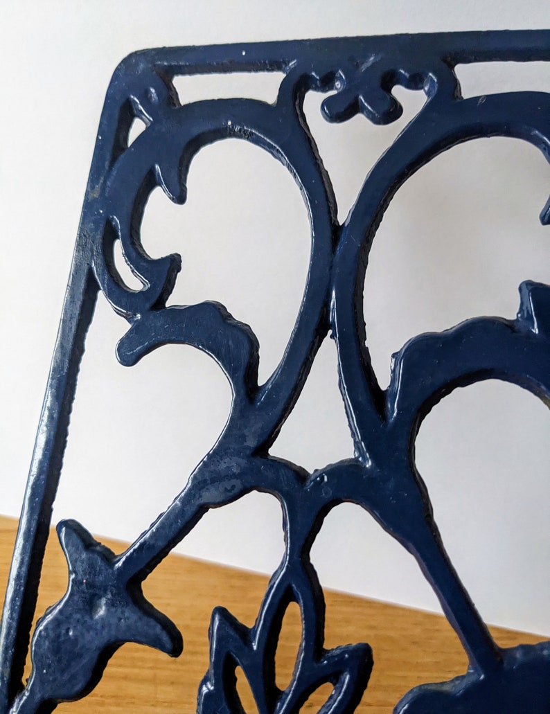 Vintage kitchen blue painted cast iron cook book stand image 7