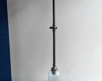 c.1920s brass pendant ceiling light fitting with frosted glass handblown shade