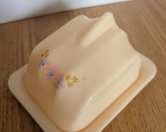 1950s floral plastic butter dish