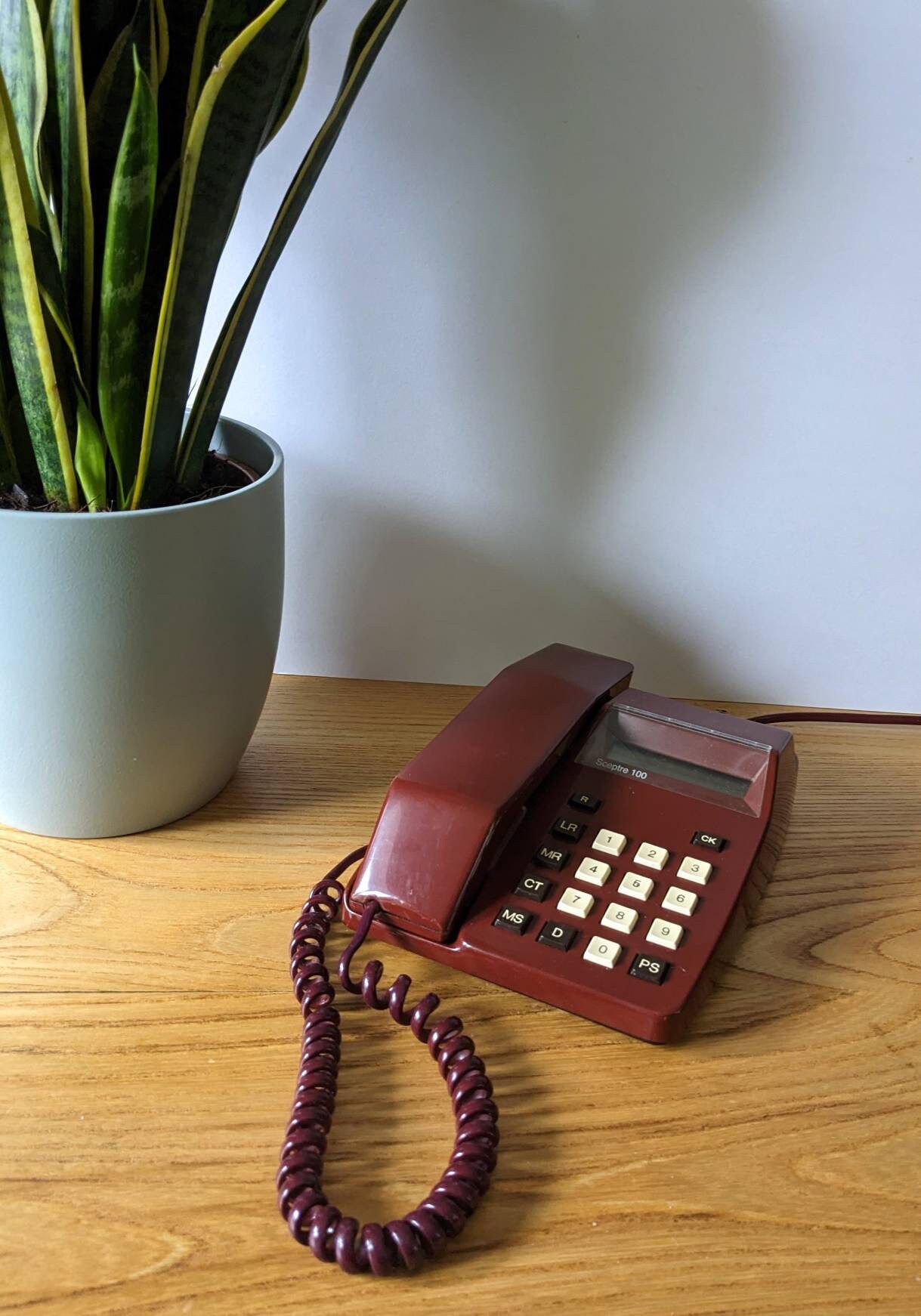 Vintage Brown Push Button Desk Phone Retro Touch Tone Telephone 