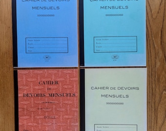 4 Midcentury French School exercise books, unused new oldstock in mint condition