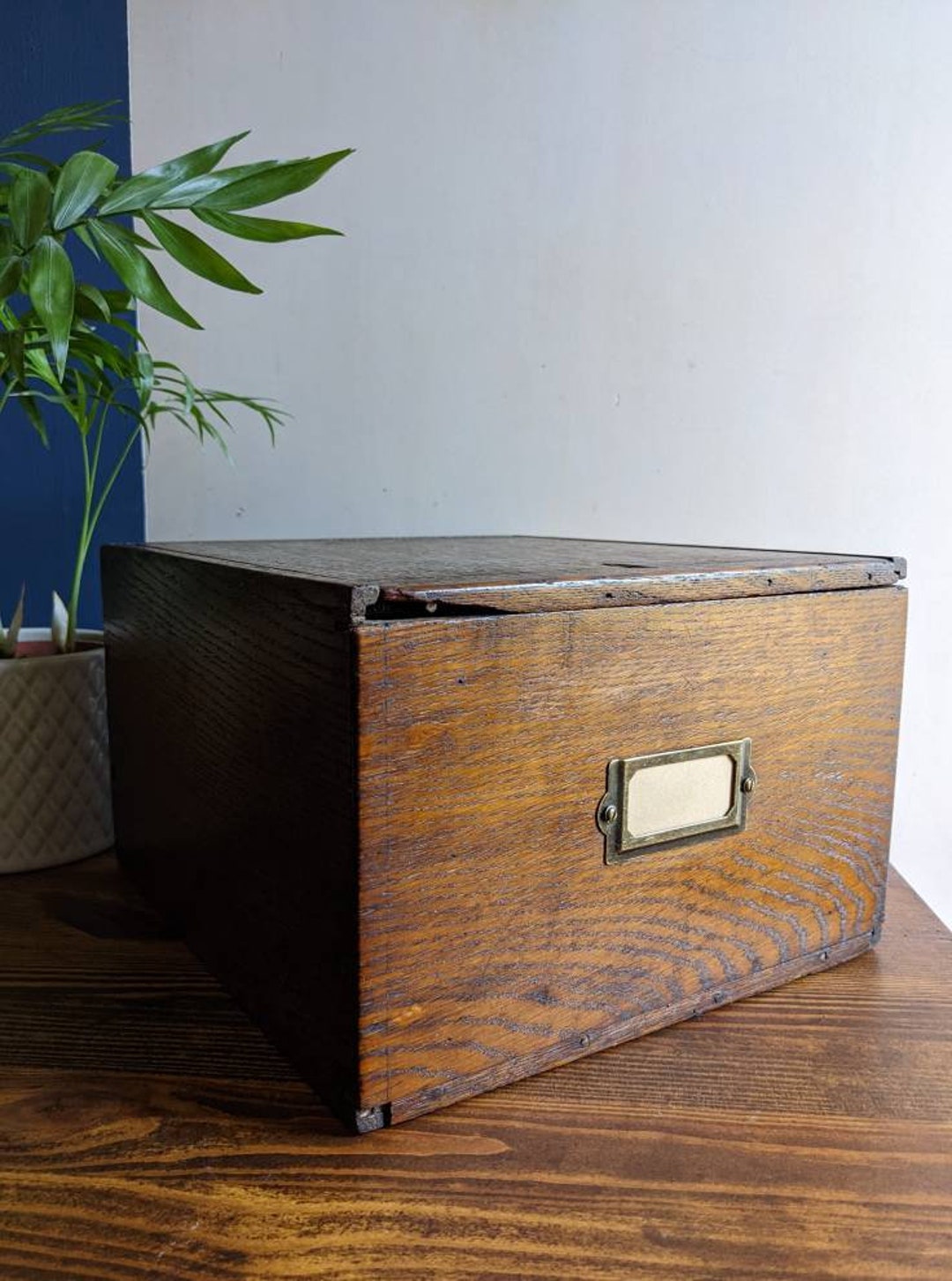 Antique Oak Storage Box Early 20th Century Box With Sliding Etsy