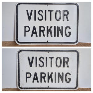 Two vintage &#39;Visitor Parking&#39; pressed steel signs, available individually