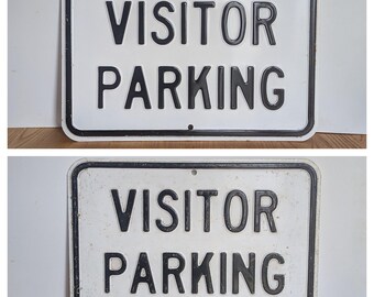 Two vintage &#39;Visitor Parking&#39; pressed steel signs, available individually