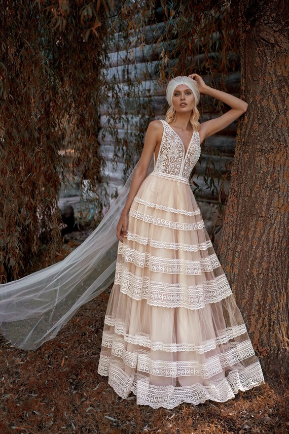 macrame lace wedding dress