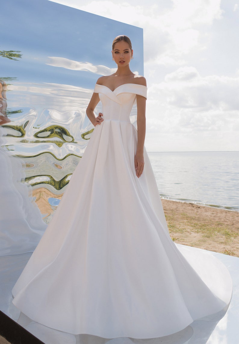 Classic Satin Simple Wedding Dress Plus Size Wedding Dress off - Etsy