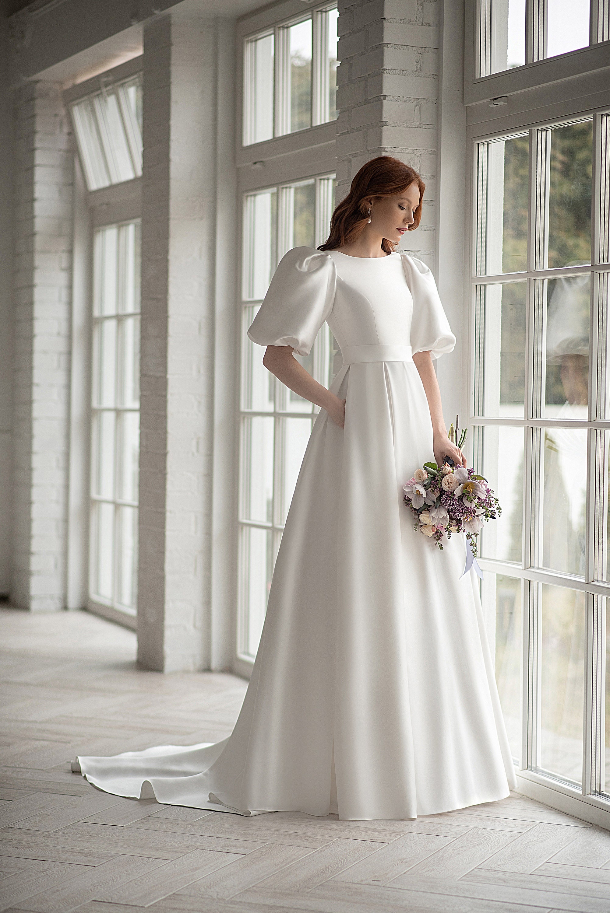 Long Sleeve White Ivory Blush Wedding 