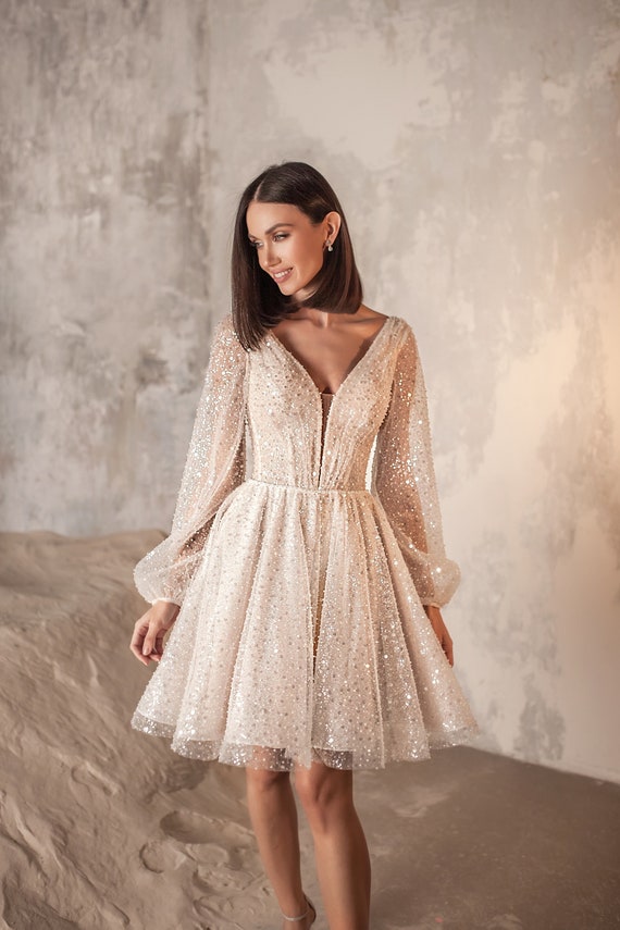 Short Mini Wedding Dress Open Long 