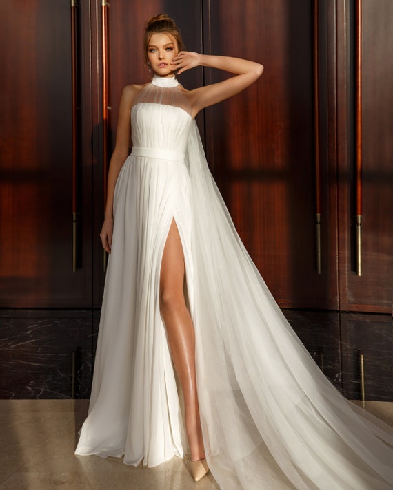Bohemian boho wedding dress Ivory light chiffon tulle skirt | Etsy
