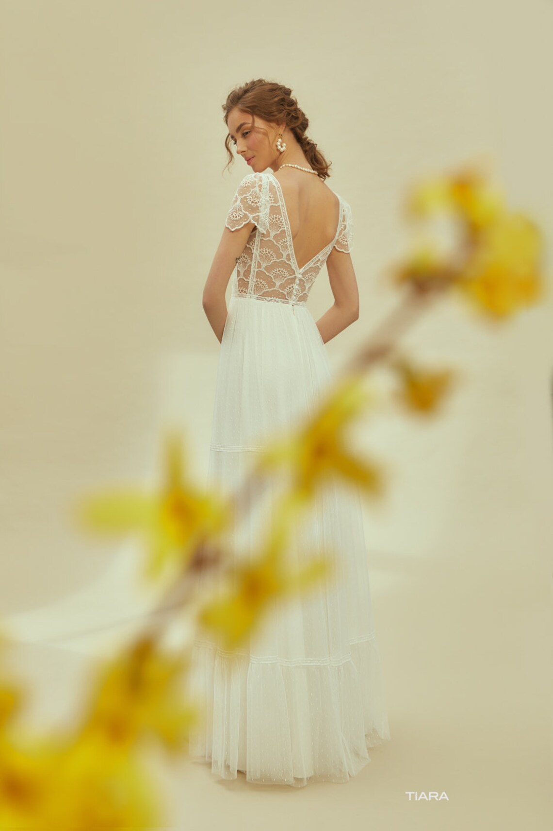 Light Ivory Wedding Dress Plus Size Long Boho Lace Wedding Etsy