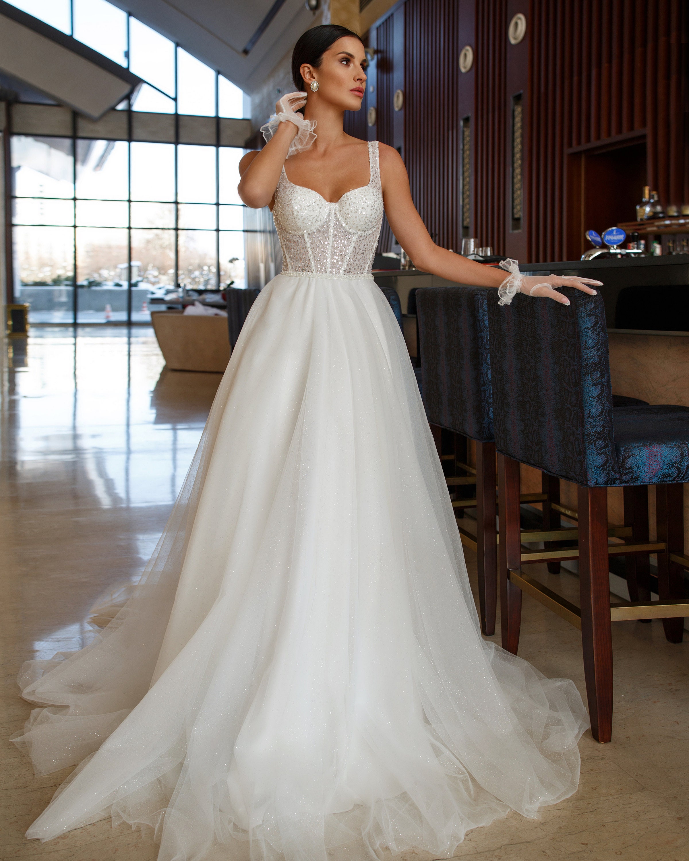 Boho Garden Lace Summer Beach Wedding Dresses Tulle main image 1