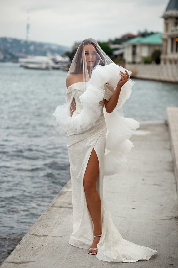 Ivory veil white dress 2025
