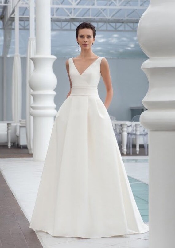 crepe satin wedding dress