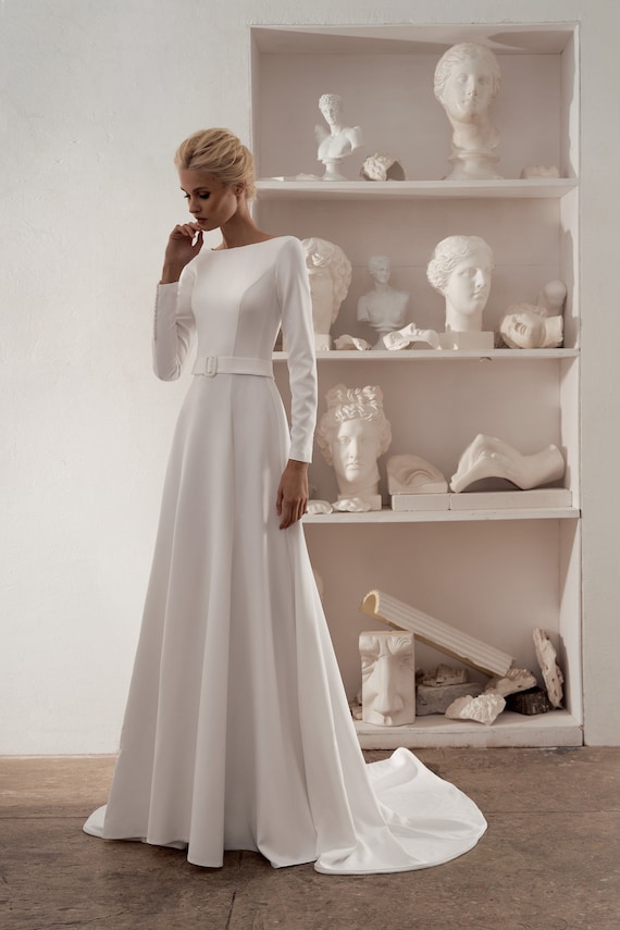 Long Sleeve Ivory Megan Wedding Dress ...