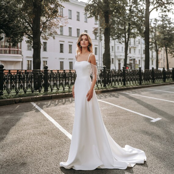 satin beach wedding dresses