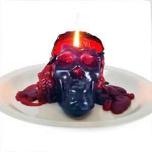 Reversing skull candle black/red, large for ritual, spell work, Wicca, rootwork, pagan, Santeria, voodoo Halloween,  candle Magic