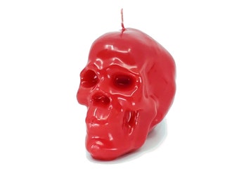 Red Skull Candle for ritual, spell work, Wicca, rootwork, Halloween, magic, calavera roja