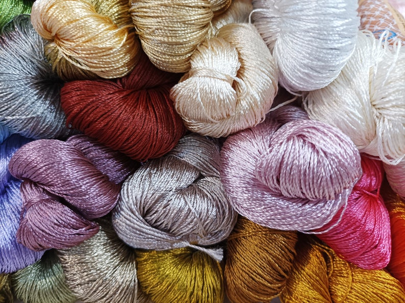 Ajur Viscose Glossy Crochet Hank Yarn Thread Etsy