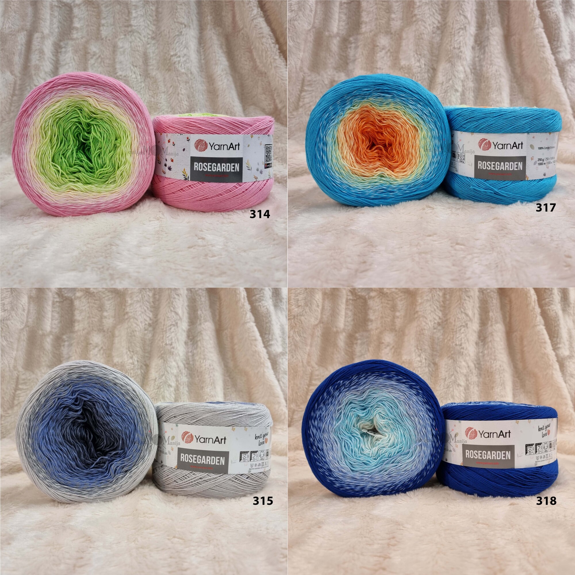 Yarnart Rosegarden Cotton Cake Yarn Gradient Yarn Cakes Etsy Australia