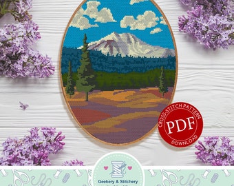 Lassen Peak | Digital Download | Cross Stitch Pattern |