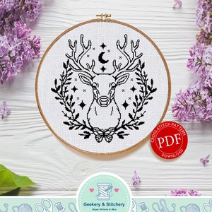 Mystical Deer | Digital Download | Witch Cross Stitch Pattern  |