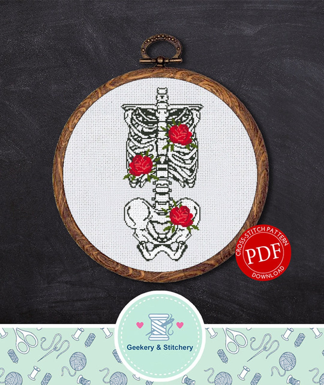 Floral Ribcage | Digital Download | Cross Stitch Pattern | - Etsy