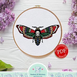 Death's-Head Hawkmoth | Digital Download | Tattoo Cross Stitch Pattern |