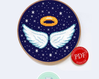 Angel Wings | Digital Download | Round Cross Stitch Pattern |