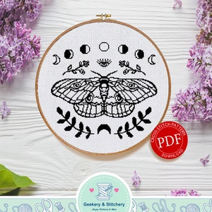 Mystical Moth | Digital Download | Witch Cross Stitch Pattern |