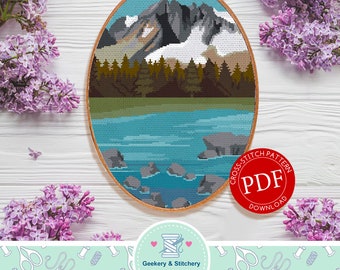 Purcell Mountains British Columbia  | Digital Download | Cross Stitch Pattern |