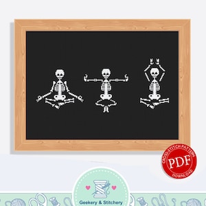 Yoga Skeletons | Digital Download | Cross Stitch Pattern |