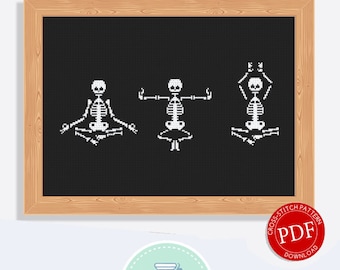 Yoga Skeletons | Digital Download | Cross Stitch Pattern |