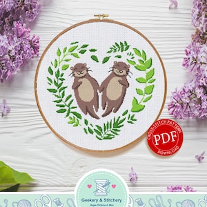 Cute Otters | Digital Download | Cross Stitch Pattern  |