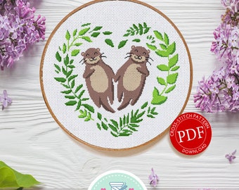 Cute Otters | Digital Download | Cross Stitch Pattern  |