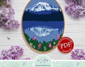 Monte Rainier ? Descarga Digital (Digital Download) Patrón de puntada cruzada ?