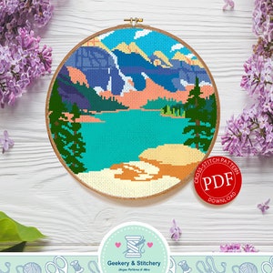 Banff National Park | Digital Download | Round Cross Stitch Pattern |