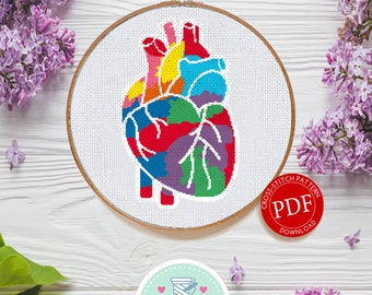 Rainbow Heart | Digital Download | Cross Stitch Pattern |