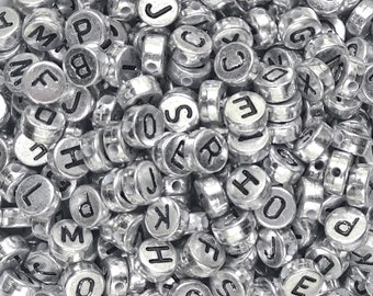 400 White Alphabet Mixed Letters Beads 6.5mm Flat Round Jewellery Making Beads